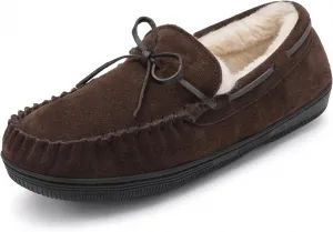 DREAM PAIRS Men's Moccasin Slippers Fuzzy Plush House Shoes Indoor Outdoor Fleece Lining Loafers