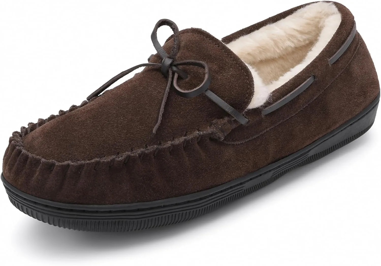 DREAM PAIRS Men's Moccasin Slippers Fuzzy Plush House Shoes Indoor Outdoor Fleece Lining Loafers
