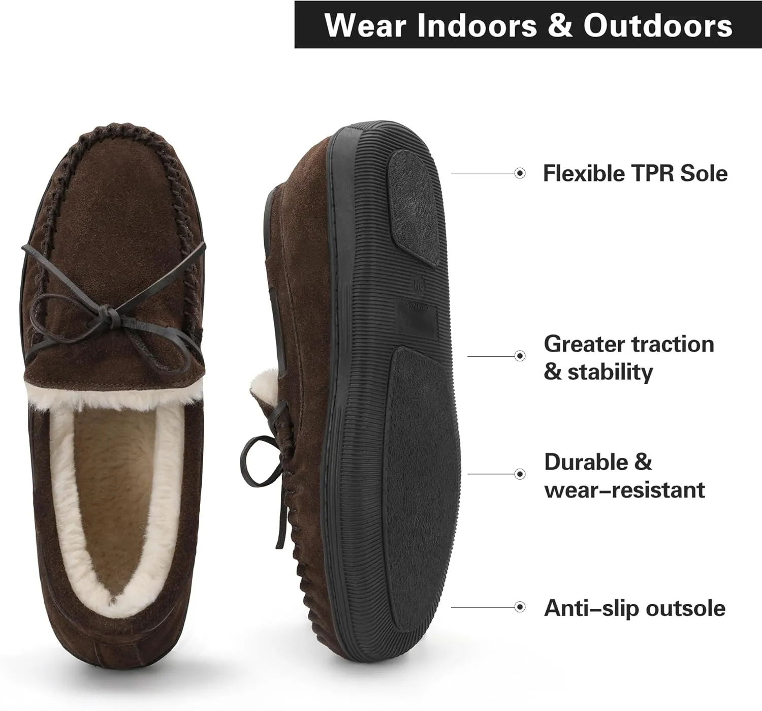 DREAM PAIRS Men's Moccasin Slippers Fuzzy Plush House Shoes Indoor Outdoor Fleece Lining Loafers