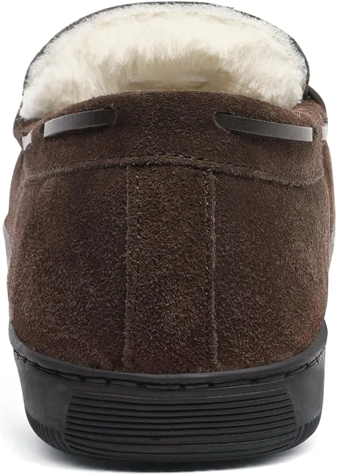 DREAM PAIRS Men's Moccasin Slippers Fuzzy Plush House Shoes Indoor Outdoor Fleece Lining Loafers