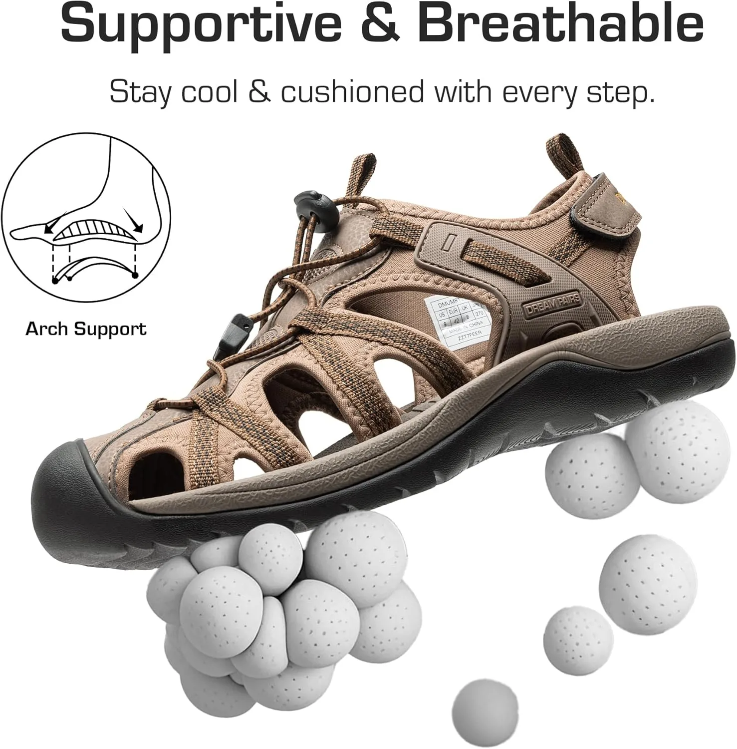 DREAM PAIRS Men's Sandals Hiking Water Sport Athletic Beach Outdoor Comfortable Casual Closed Toe Summer Sandal Shoes