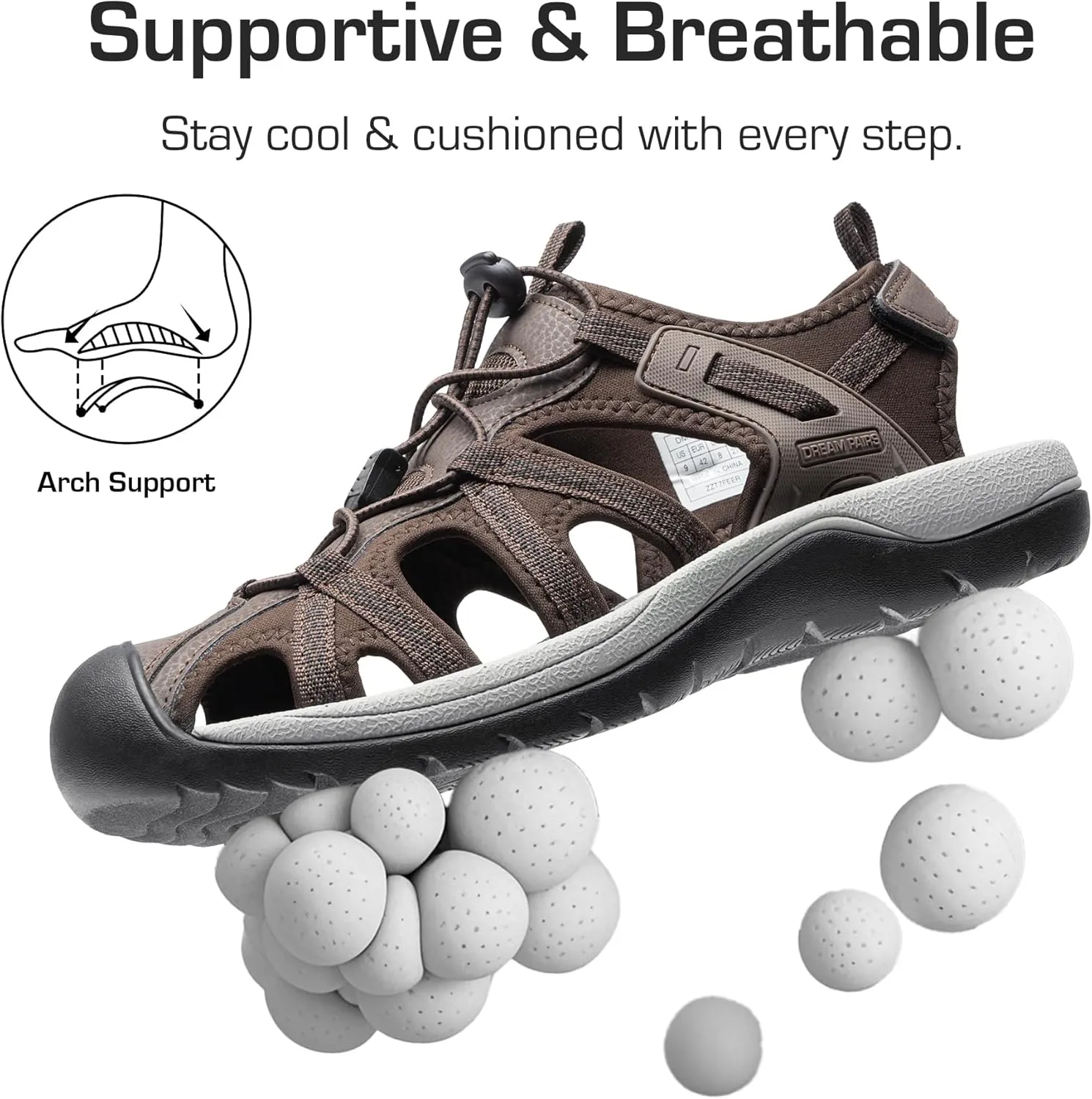 DREAM PAIRS Men's Sandals Hiking Water Sport Athletic Beach Outdoor Comfortable Casual Closed Toe Summer Sandal Shoes