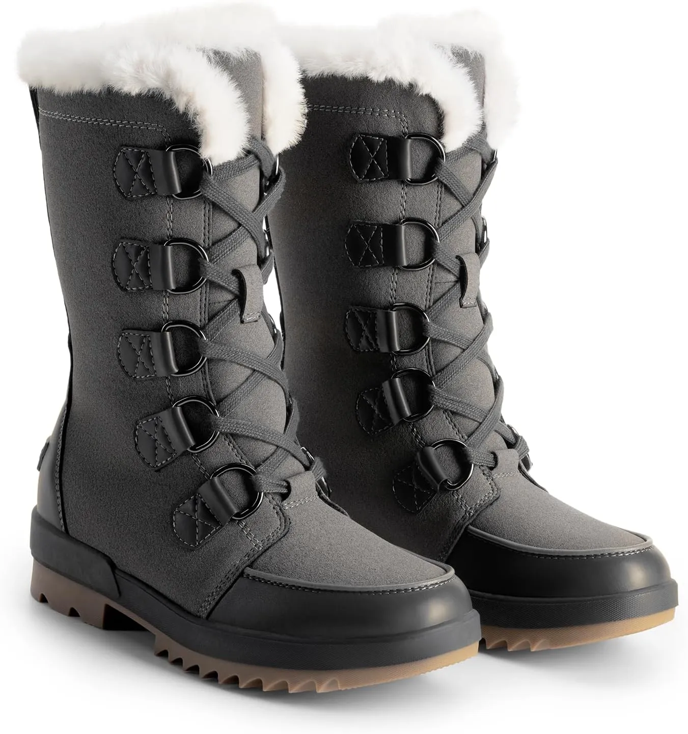 DREAM PAIRS Snow Winter Boots for Women Resistant Warm Mid-Calf Boots Faux Fur Lined Lace Up Anti-slip Outdoor Hiking Booties