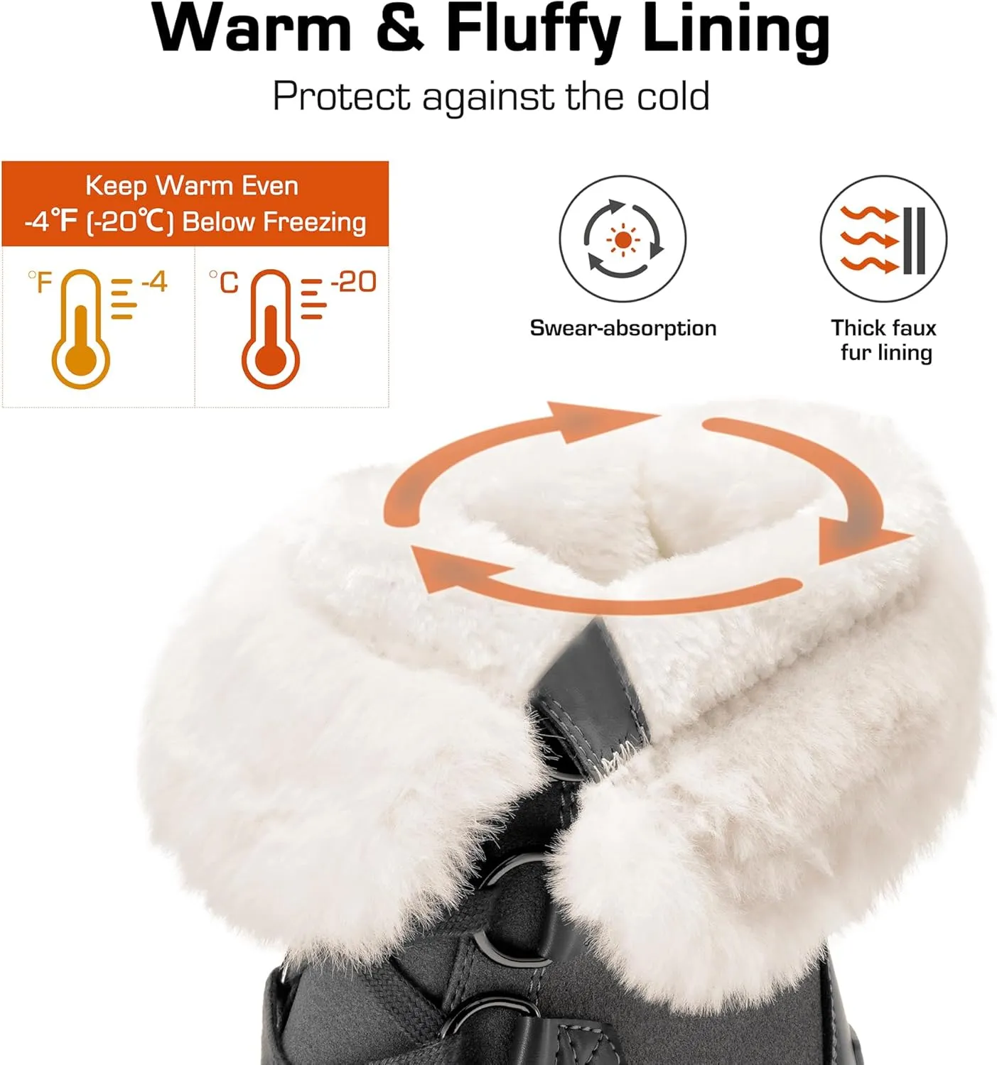 DREAM PAIRS Snow Winter Boots for Women Resistant Warm Mid-Calf Boots Faux Fur Lined Lace Up Anti-slip Outdoor Hiking Booties
