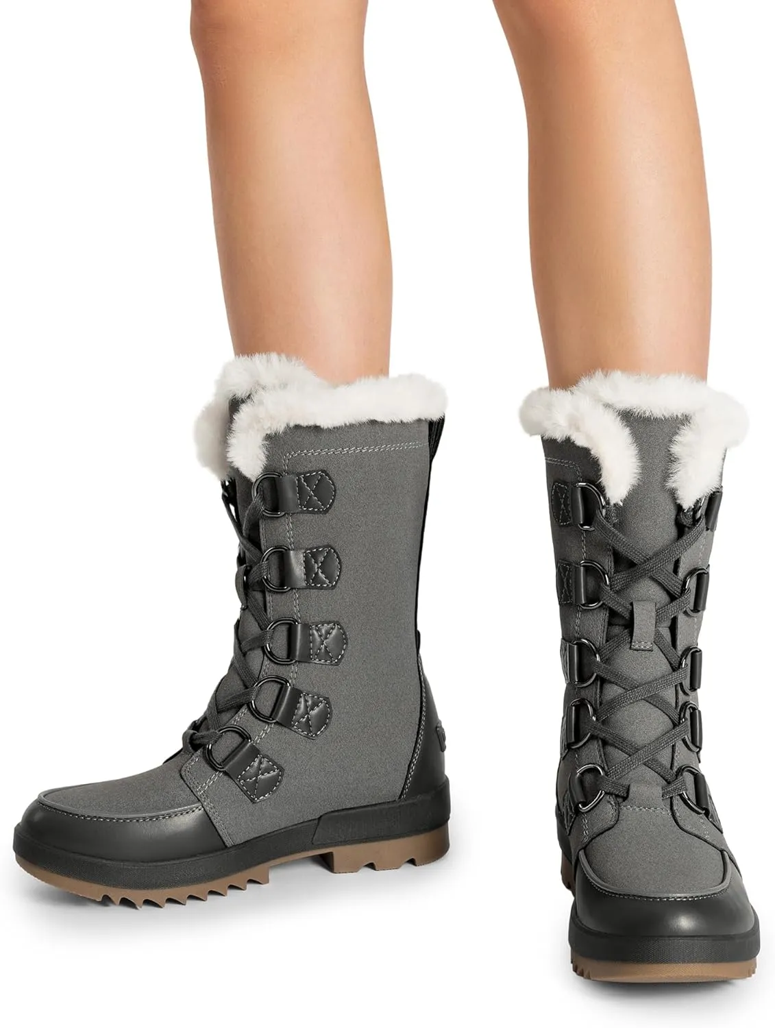 DREAM PAIRS Snow Winter Boots for Women Resistant Warm Mid-Calf Boots Faux Fur Lined Lace Up Anti-slip Outdoor Hiking Booties