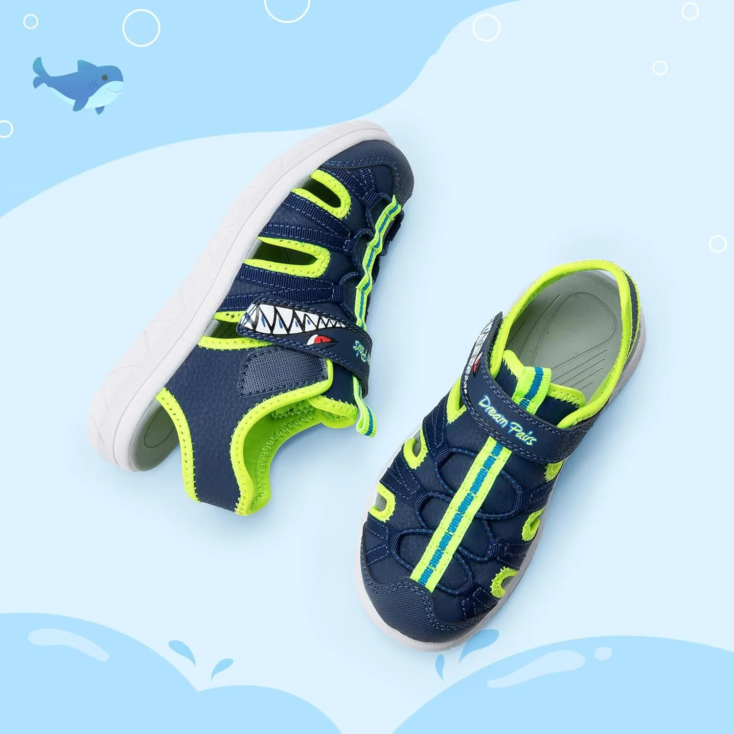DREAM PAIRS Toddler Boys Girls Sport Sandals Cute Breathable Lightweight Outdoor Play Casual Closed Toe Hook and Loop for Toddlers & Little Kids