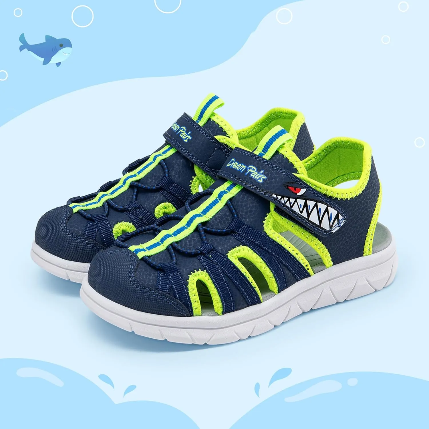 DREAM PAIRS Toddler Boys Girls Sport Sandals Cute Breathable Lightweight Outdoor Play Casual Closed Toe Hook and Loop for Toddlers & Little Kids