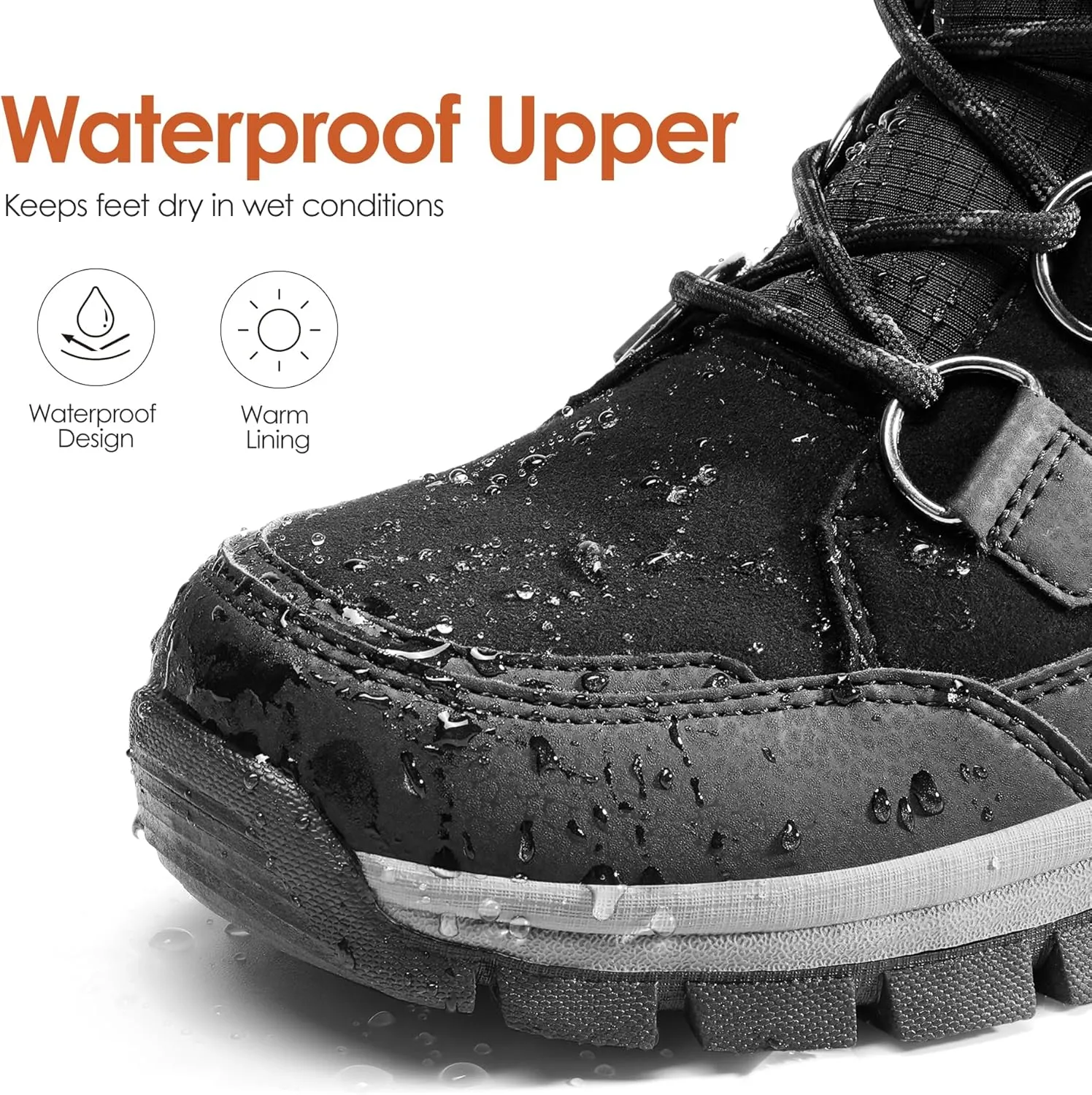 DREAM PAIRS Waterproof Snow Boots for Women, Faux Fur Cozy Warm Insulated Winter Boots Lace Up Mid-Calf Outdoor Shoes for Walking Hiking