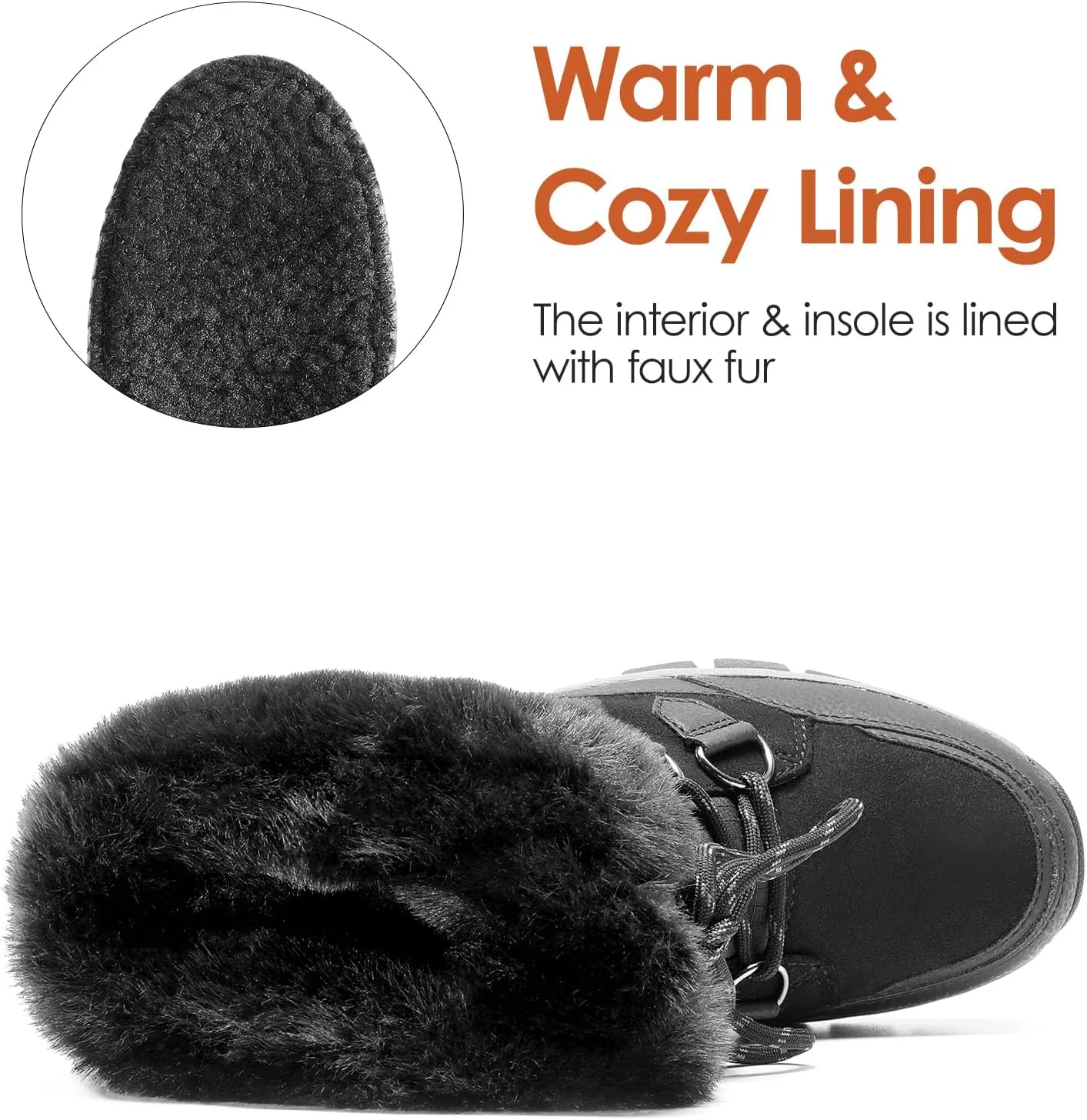 DREAM PAIRS Waterproof Snow Boots for Women, Faux Fur Cozy Warm Insulated Winter Boots Lace Up Mid-Calf Outdoor Shoes for Walking Hiking