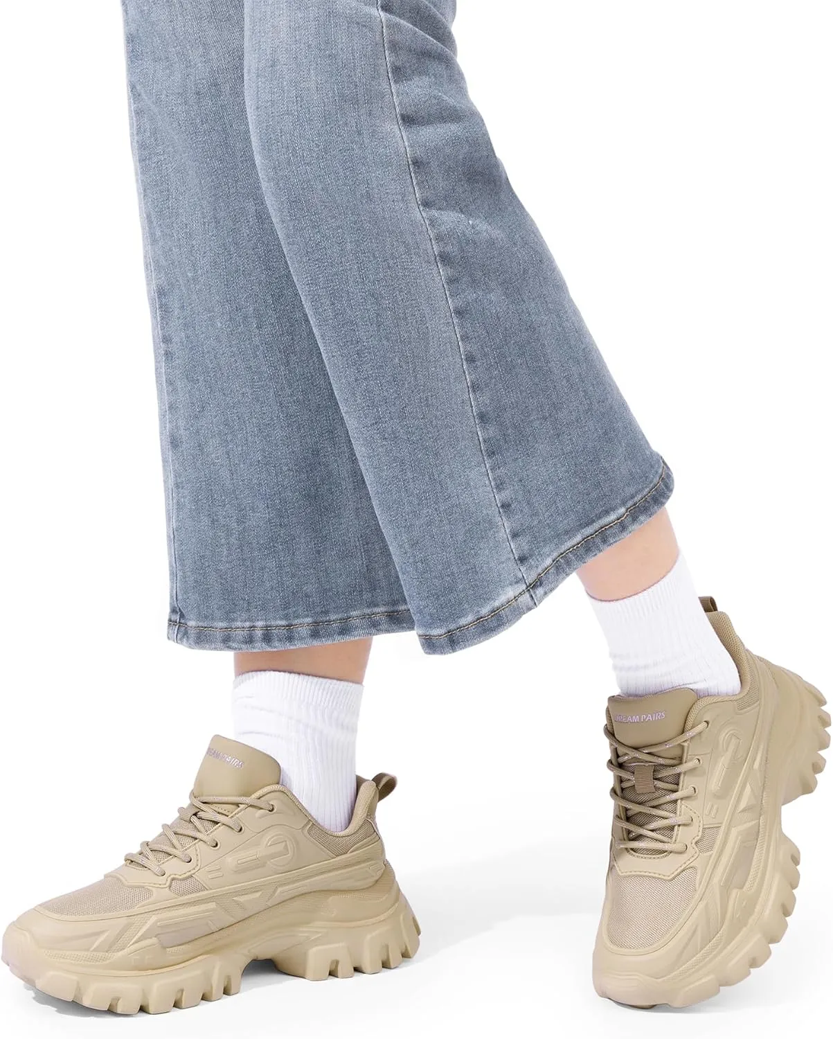 DREAM PAIRS Women Chunky Fashion Sneakers Platform Bold Lace-Up Comfortable Sneakers.