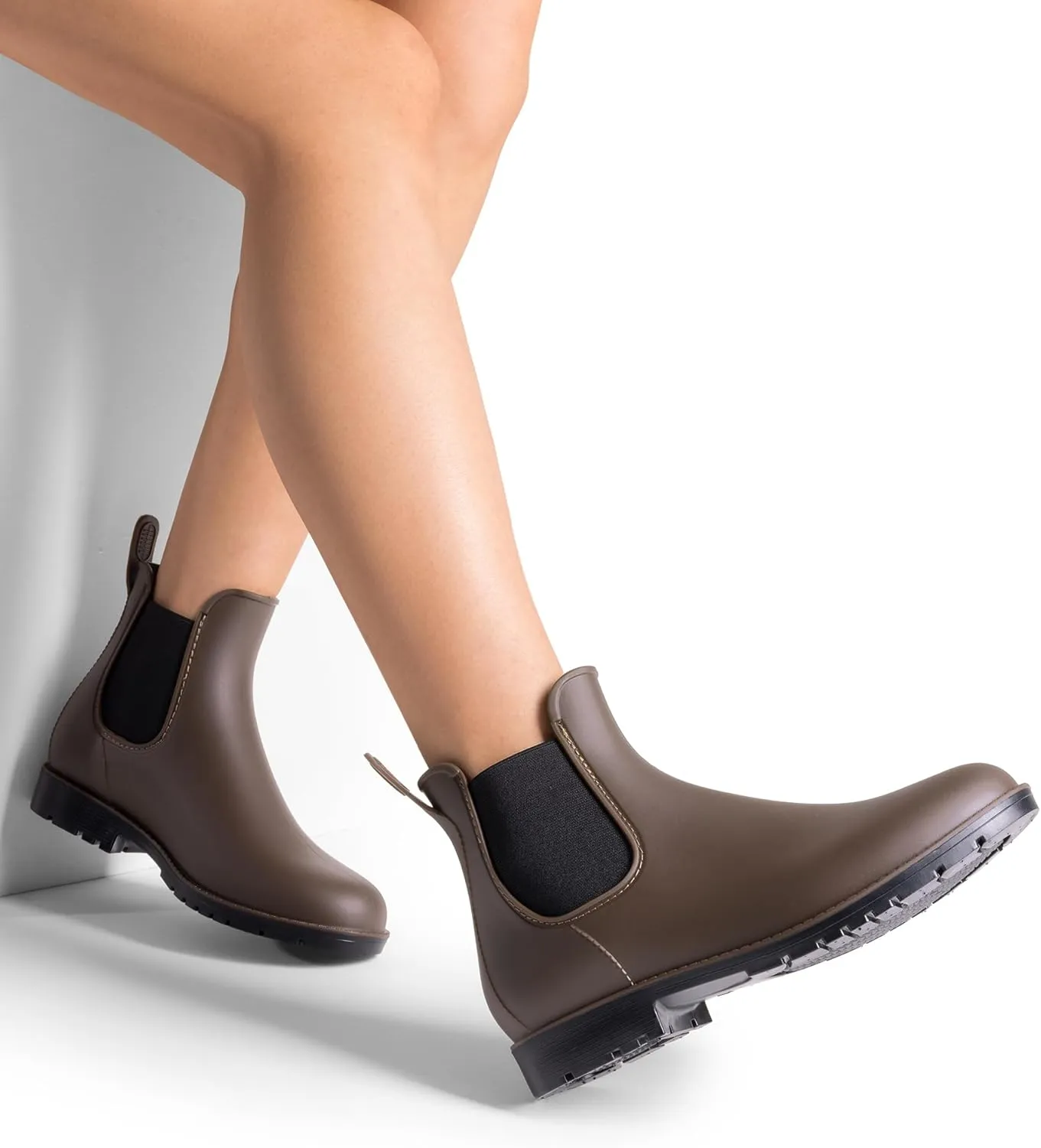 DREAM PAIRS Women's Ankle Rain Boots Chelsea Short Boots Waterproof Elastic Slip On Lightweight Comfortable Garden Outdoor Shoes