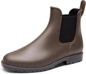 DREAM PAIRS Women's Ankle Rain Boots Chelsea Short Boots Waterproof Elastic Slip On Lightweight Comfortable Garden Outdoor Shoes