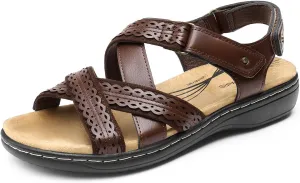 DREAM PAIRS Women's Arch Support Sandals Comfortable Open Toe Dress Flats Walking Sandals for Summer