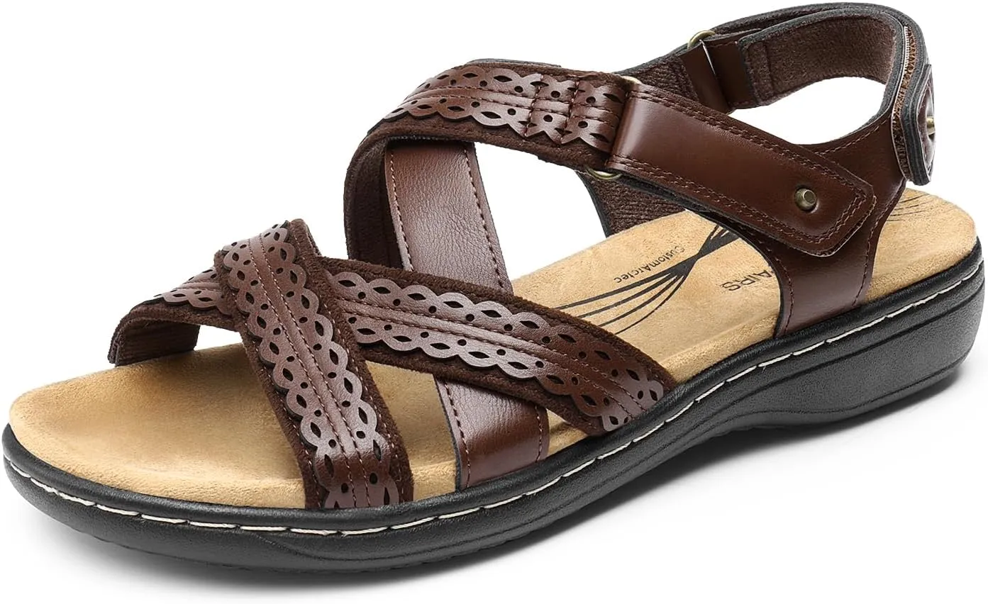 DREAM PAIRS Women's Arch Support Sandals Comfortable Open Toe Dress Flats Walking Sandals for Summer