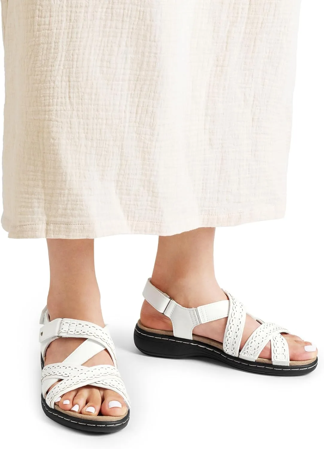 DREAM PAIRS Women's Arch Support Sandals Comfortable Open Toe Dress Flats Walking Sandals for Summer
