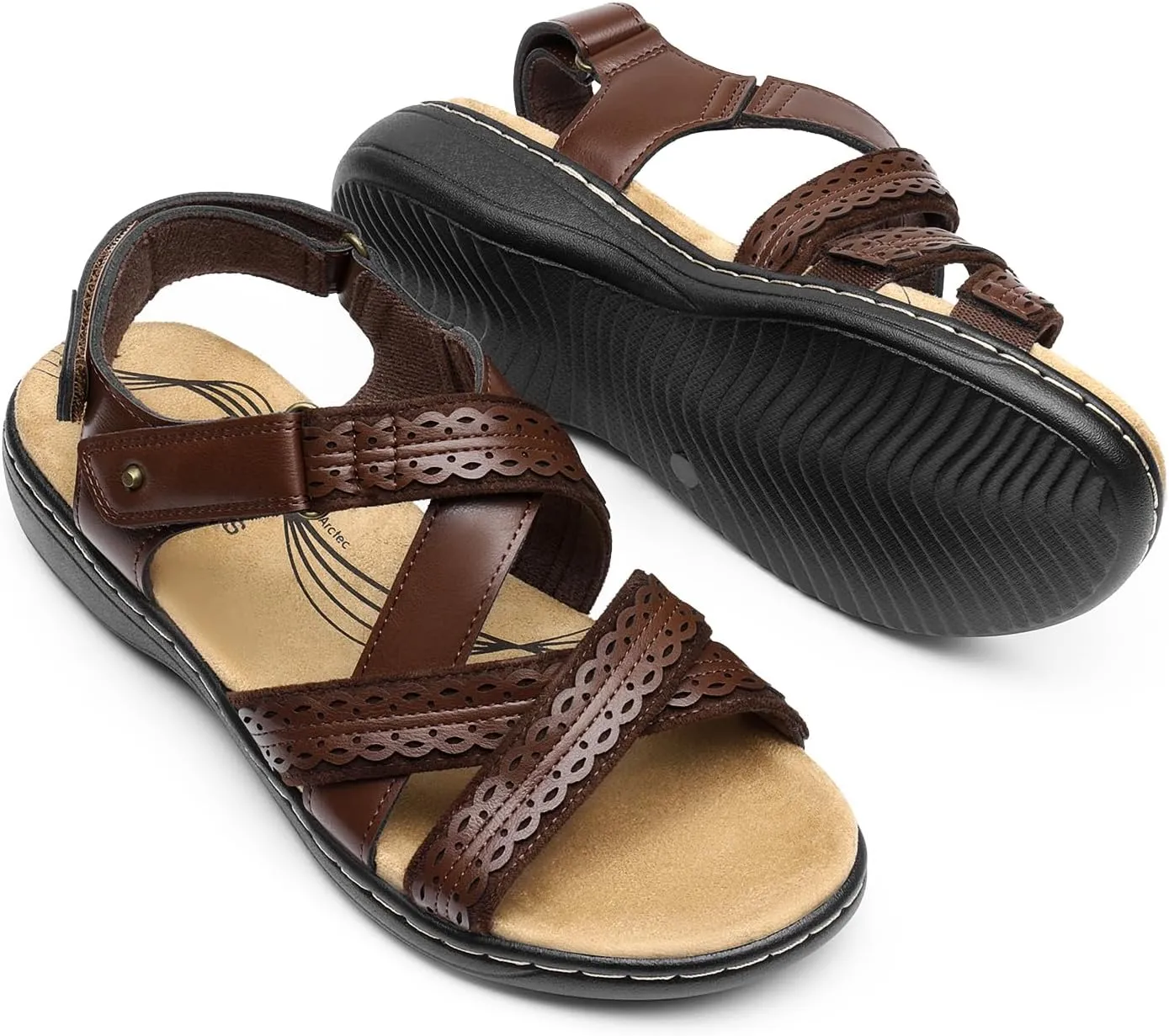 DREAM PAIRS Women's Arch Support Sandals Comfortable Open Toe Dress Flats Walking Sandals for Summer