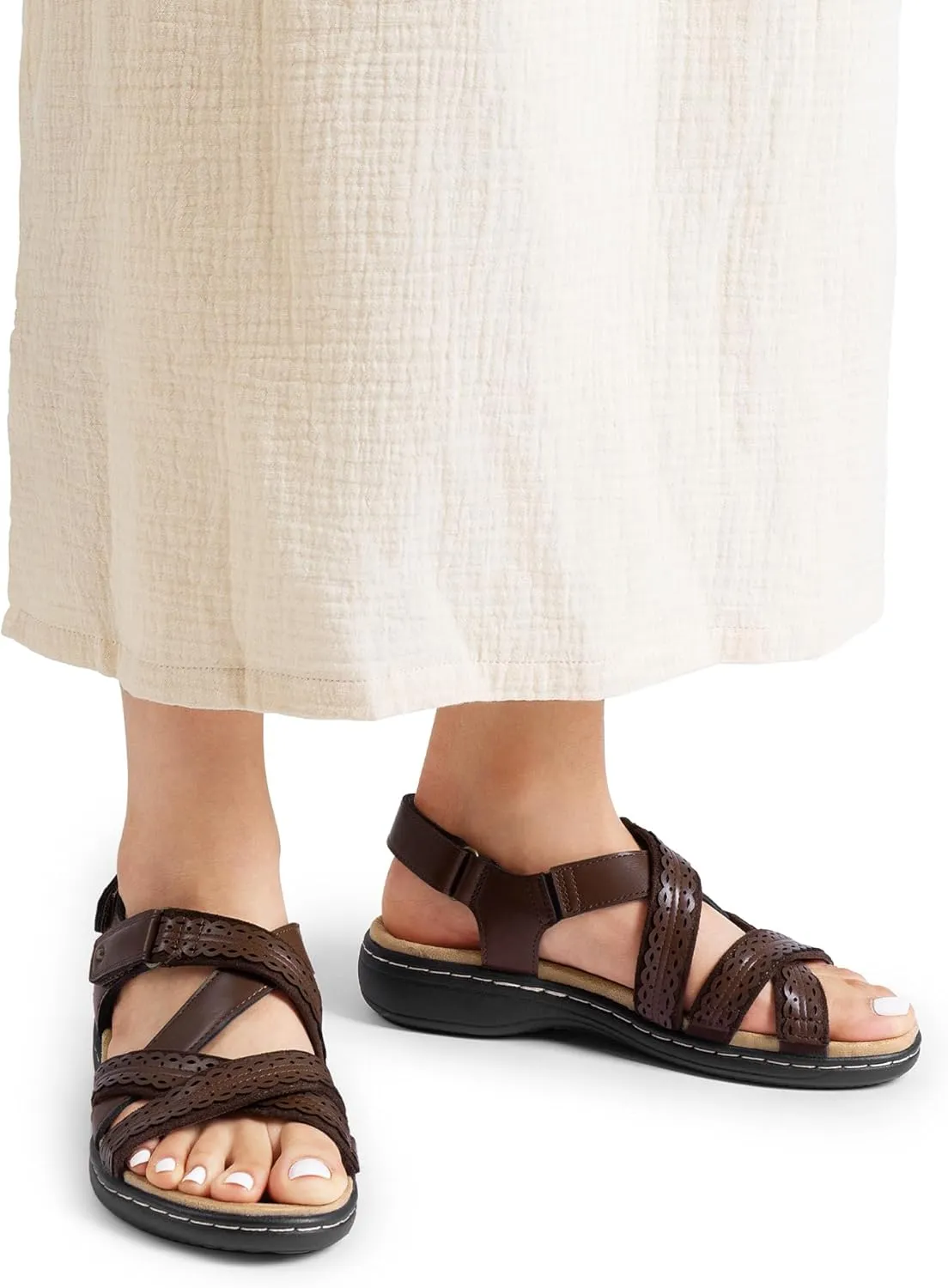 DREAM PAIRS Women's Arch Support Sandals Comfortable Open Toe Dress Flats Walking Sandals for Summer