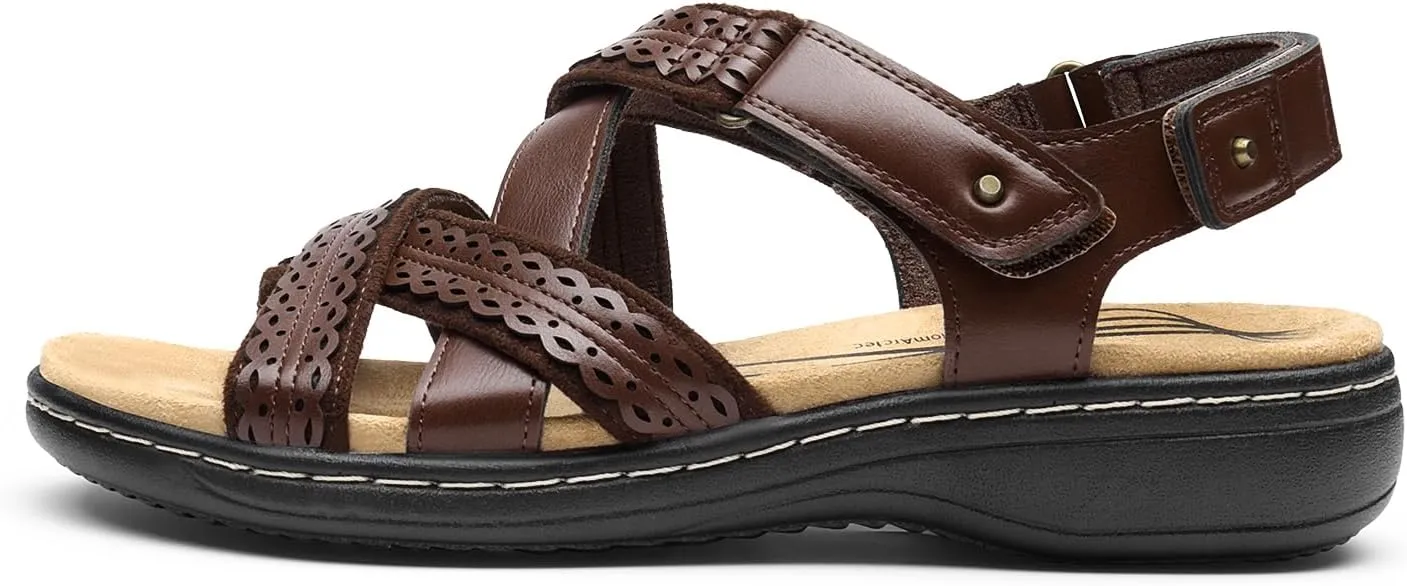 DREAM PAIRS Women's Arch Support Sandals Comfortable Open Toe Dress Flats Walking Sandals for Summer