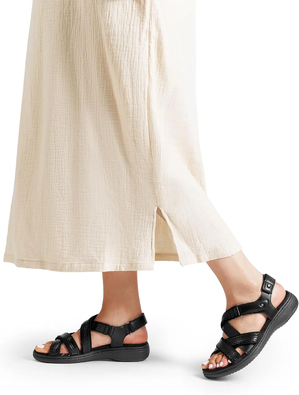 DREAM PAIRS Women's Arch Support Sandals Comfortable Open Toe Dress Flats Walking Sandals for Summer