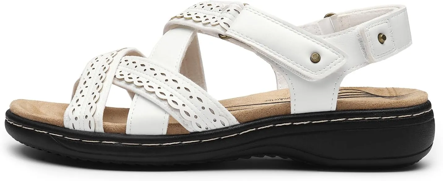 DREAM PAIRS Women's Arch Support Sandals Comfortable Open Toe Dress Flats Walking Sandals for Summer
