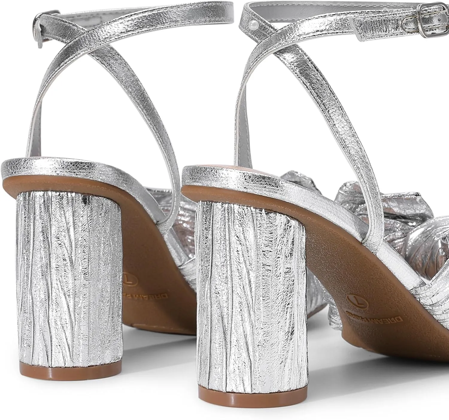 DREAM PAIRS Women's Bow Knot Heeled Sandals Low Chunky Heels Open Toe Ankle Strap Slingback Dress Shoes for Wedding Bridal Party
