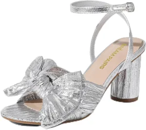 DREAM PAIRS Women's Bow Knot Heeled Sandals Low Chunky Heels Open Toe Ankle Strap Slingback Dress Shoes for Wedding Bridal Party
