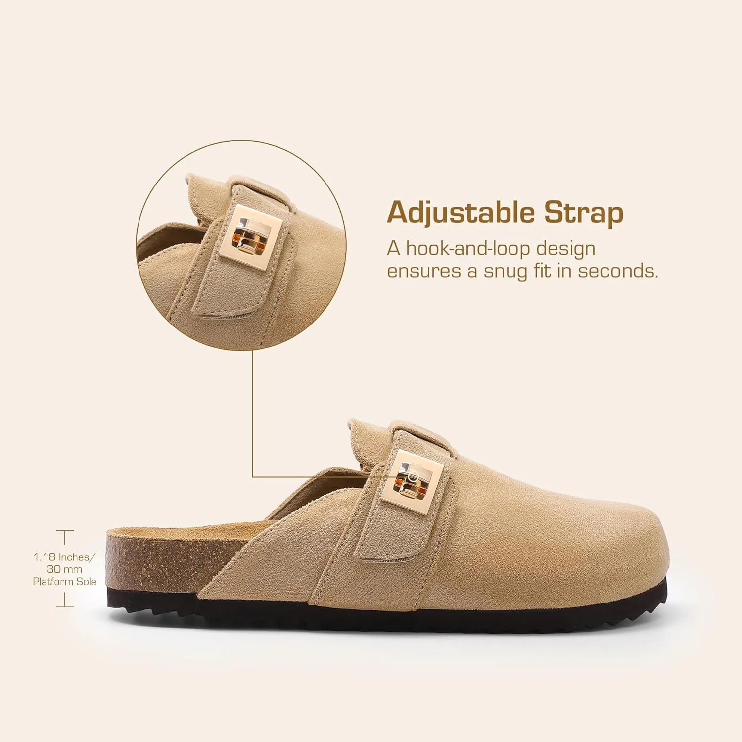 DREAM PAIRS Women's Clogs for Women Mules Cork Footbed Slip-On Shoes with Arch Support