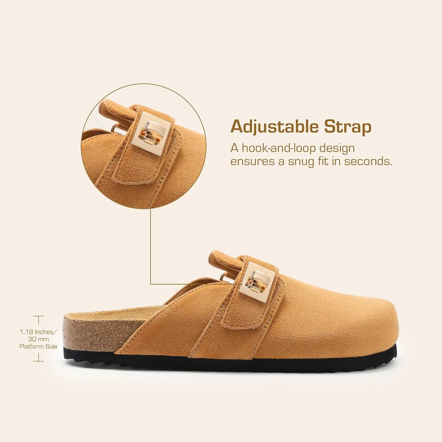 DREAM PAIRS Women's Clogs for Women Mules Cork Footbed Slip-On Shoes with Arch Support