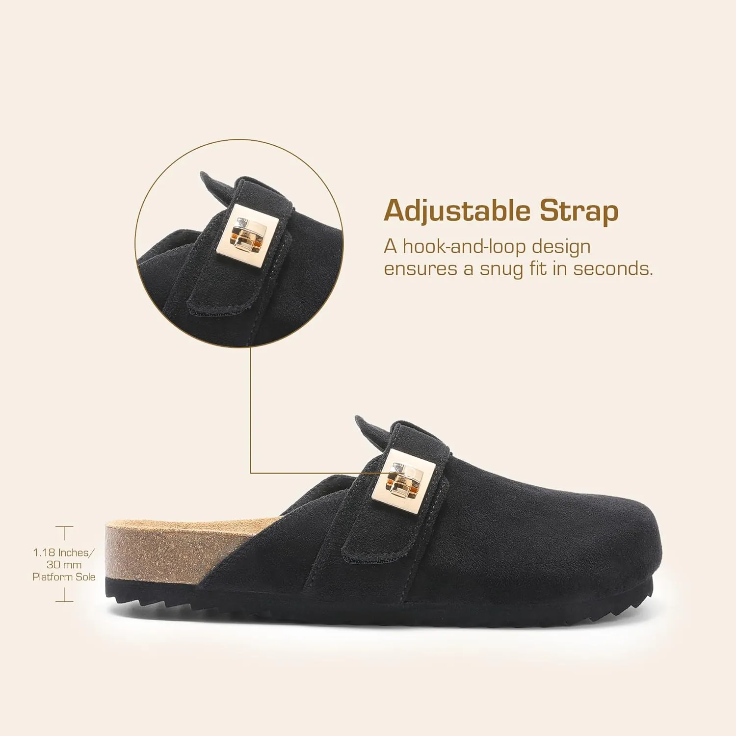 DREAM PAIRS Women's Clogs for Women Mules Cork Footbed Slip-On Shoes with Arch Support