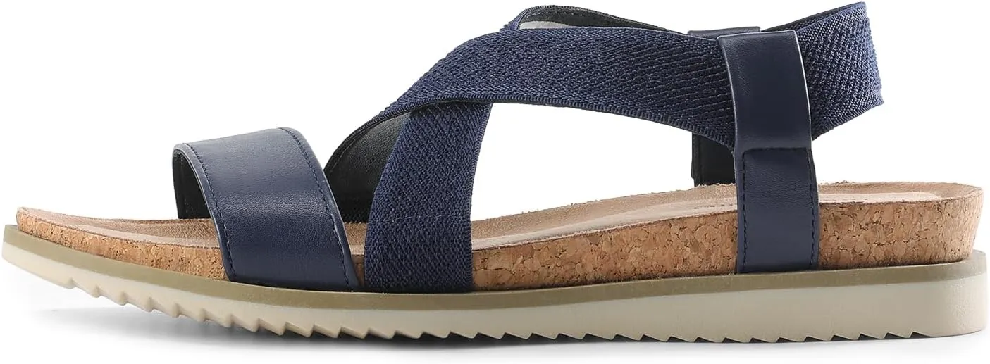 DREAM PAIRS Women's Comfortable Low Wedge Sandals, Open Toe Slip On Strappy Flat Sandals Light-weight Summer Shoes