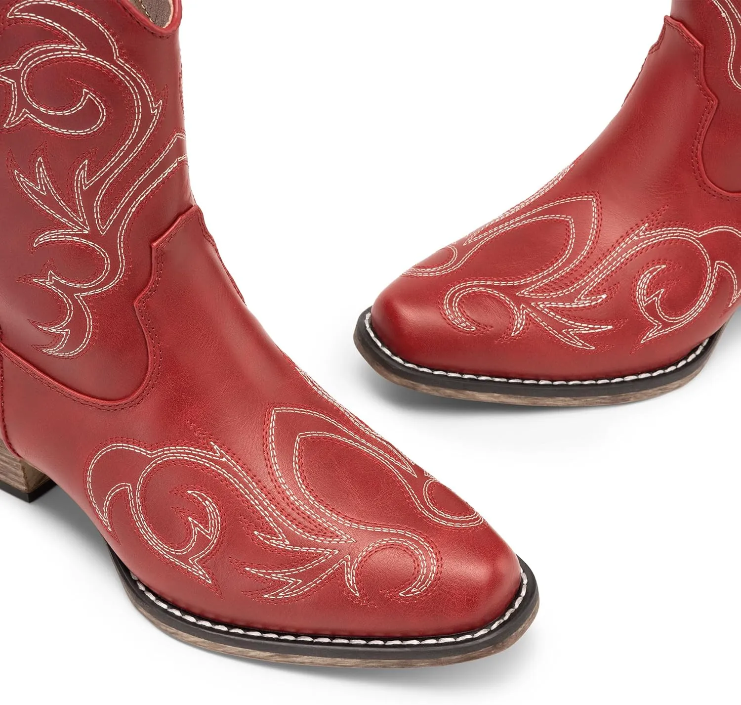 DREAM PAIRS Women's Cowboy Cowgirl Western Boots Embroidered Stitched Ankle Boots Square Toe Chunky Heel Fashion Short Booties with Zipper