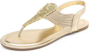 Dream Pairs Women's Elastic Strappy String Thong Ankle Strap Summer Gladiator Sandals