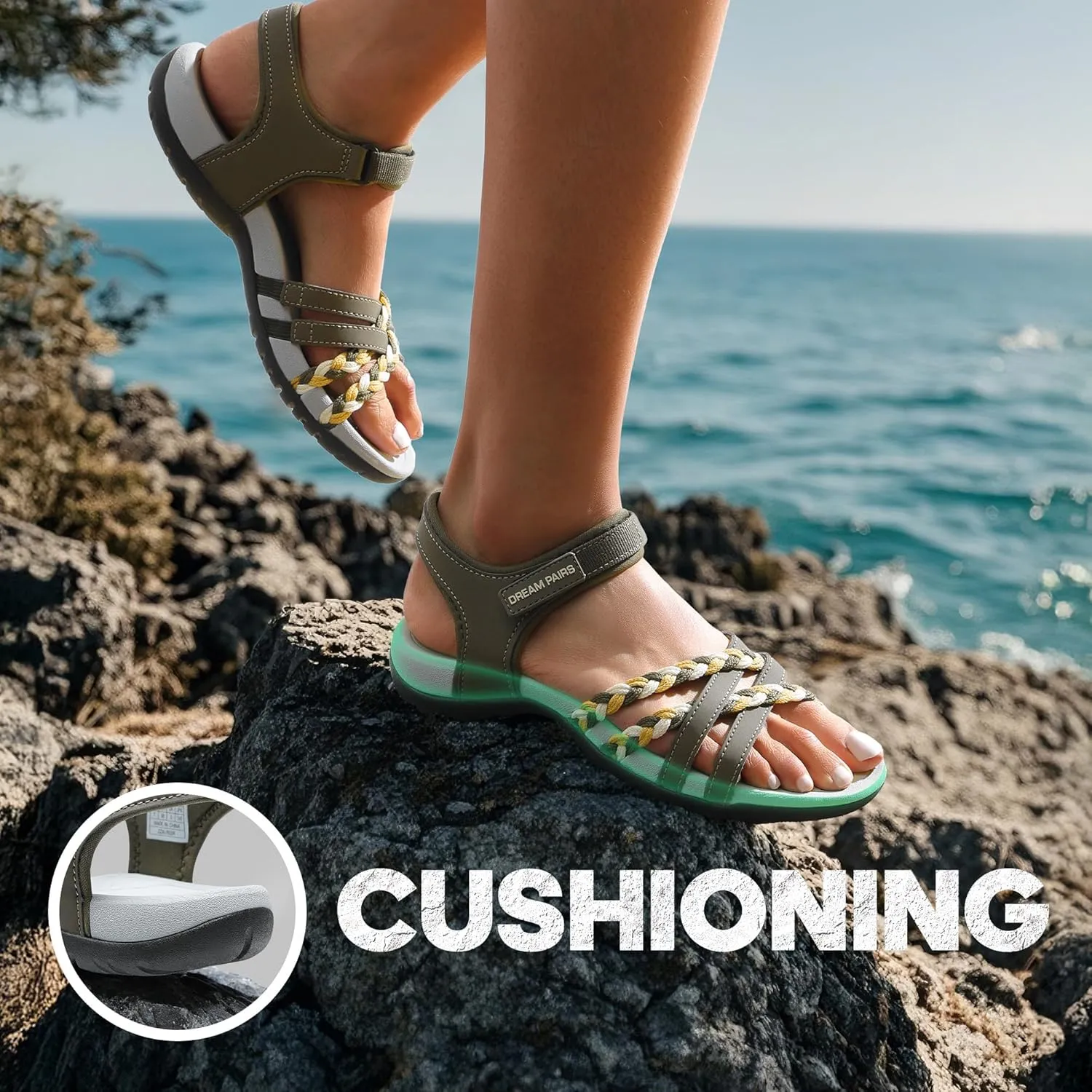 DREAM PAIRS Womens Sandals Light Weight Hiking Sandals for Women Comfortable Athletic Quick-Drying Walking Hiking Water Sandals