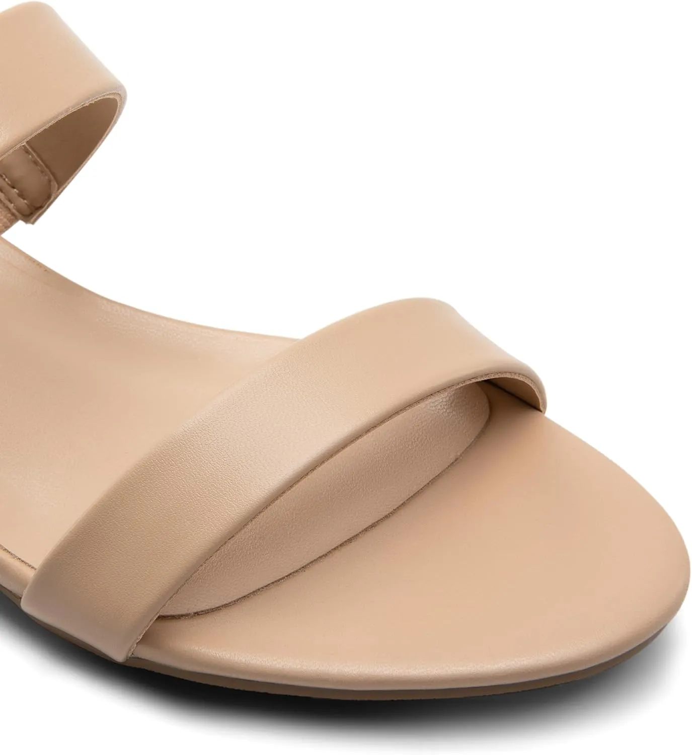 DREAM PAIRS Women's Slides Heels Slip On Low Block Sandals Two Strap Open Round Toe Chunky Casual Summer Mules Shoes