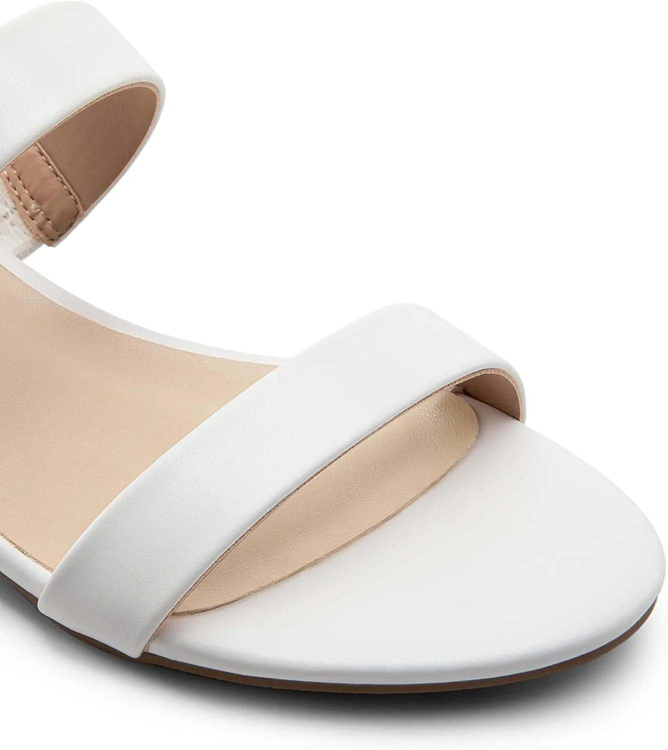 DREAM PAIRS Women's Slides Heels Slip On Low Block Sandals Two Strap Open Round Toe Chunky Casual Summer Mules Shoes