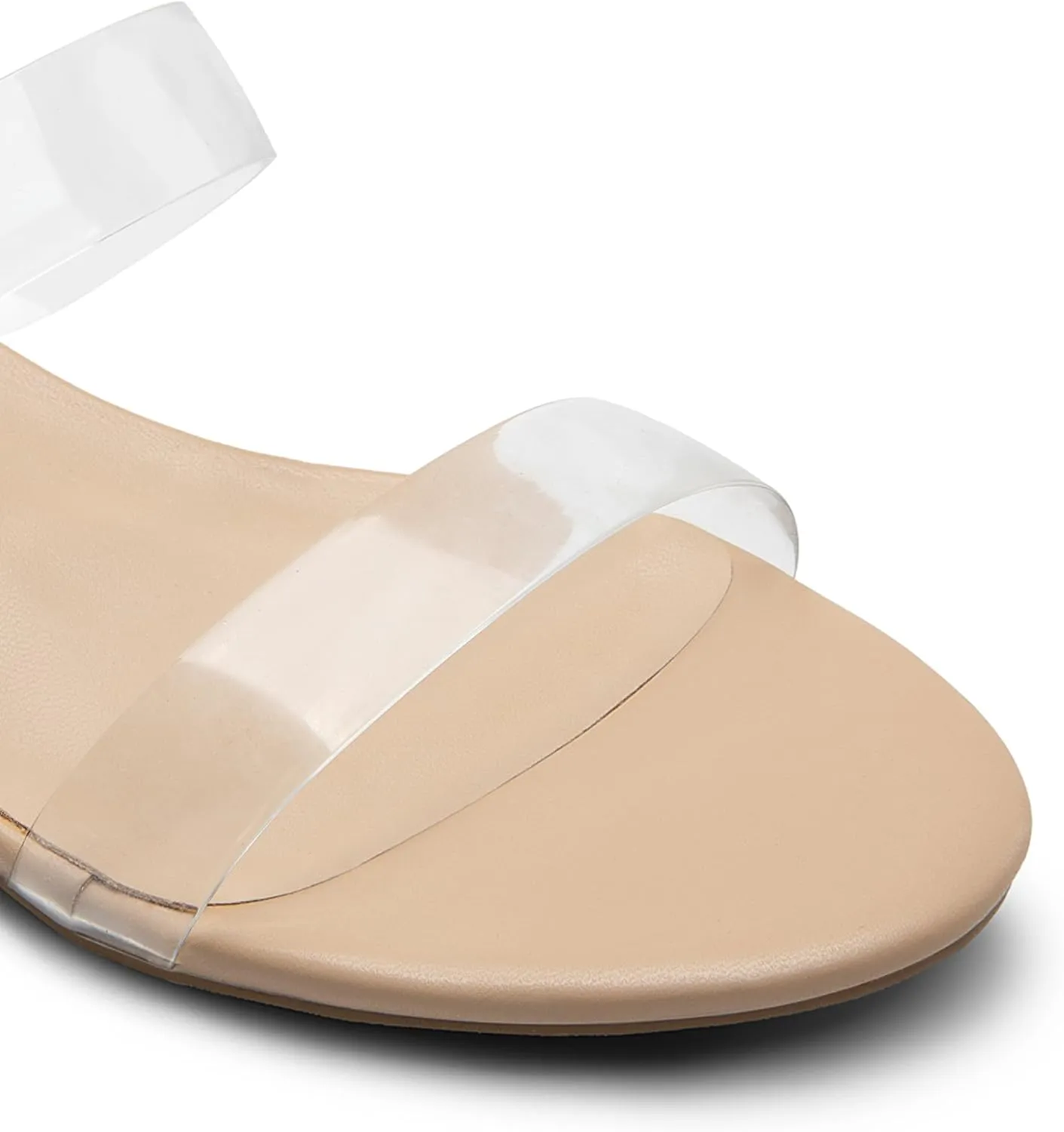DREAM PAIRS Women's Slides Heels Slip On Low Block Sandals Two Strap Open Round Toe Chunky Casual Summer Mules Shoes
