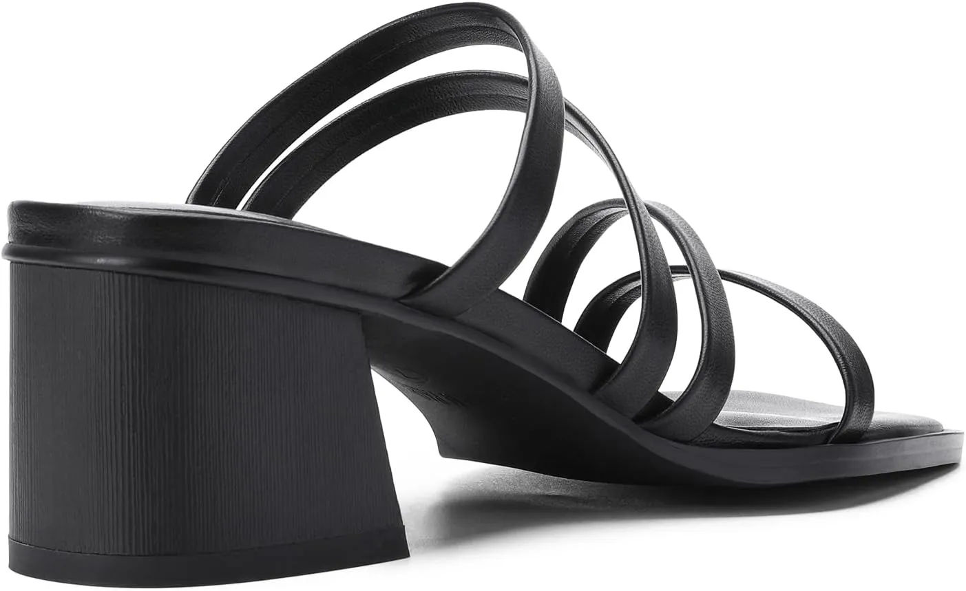 DREAM PAIRS Women's Strappy Heels Block Open Toe Low Heel Chunky Mules Sandals Dress Shoes