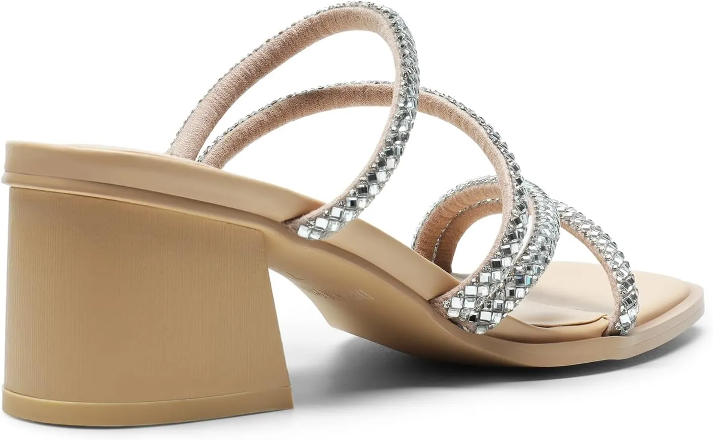 DREAM PAIRS Women's Strappy Heels Block Open Toe Low Heel Chunky Mules Sandals Dress Shoes