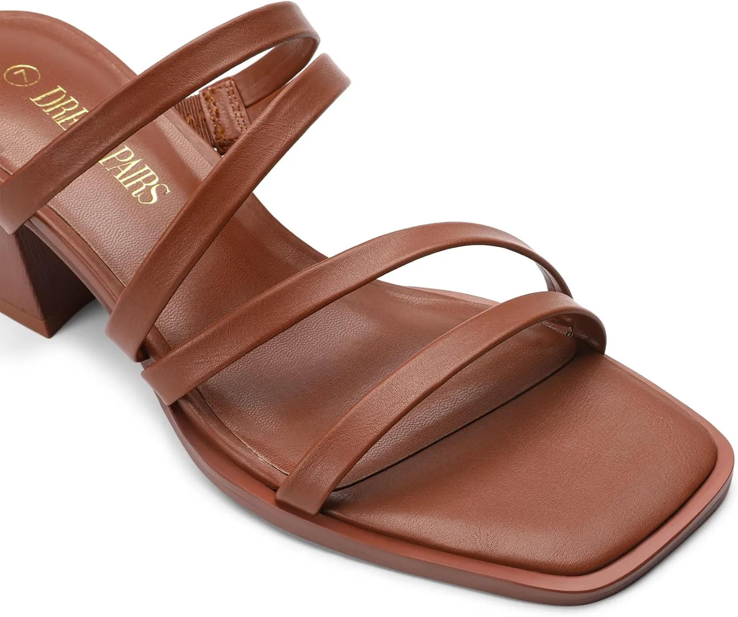 DREAM PAIRS Women's Strappy Heels Block Open Toe Low Heel Chunky Mules Sandals Dress Shoes