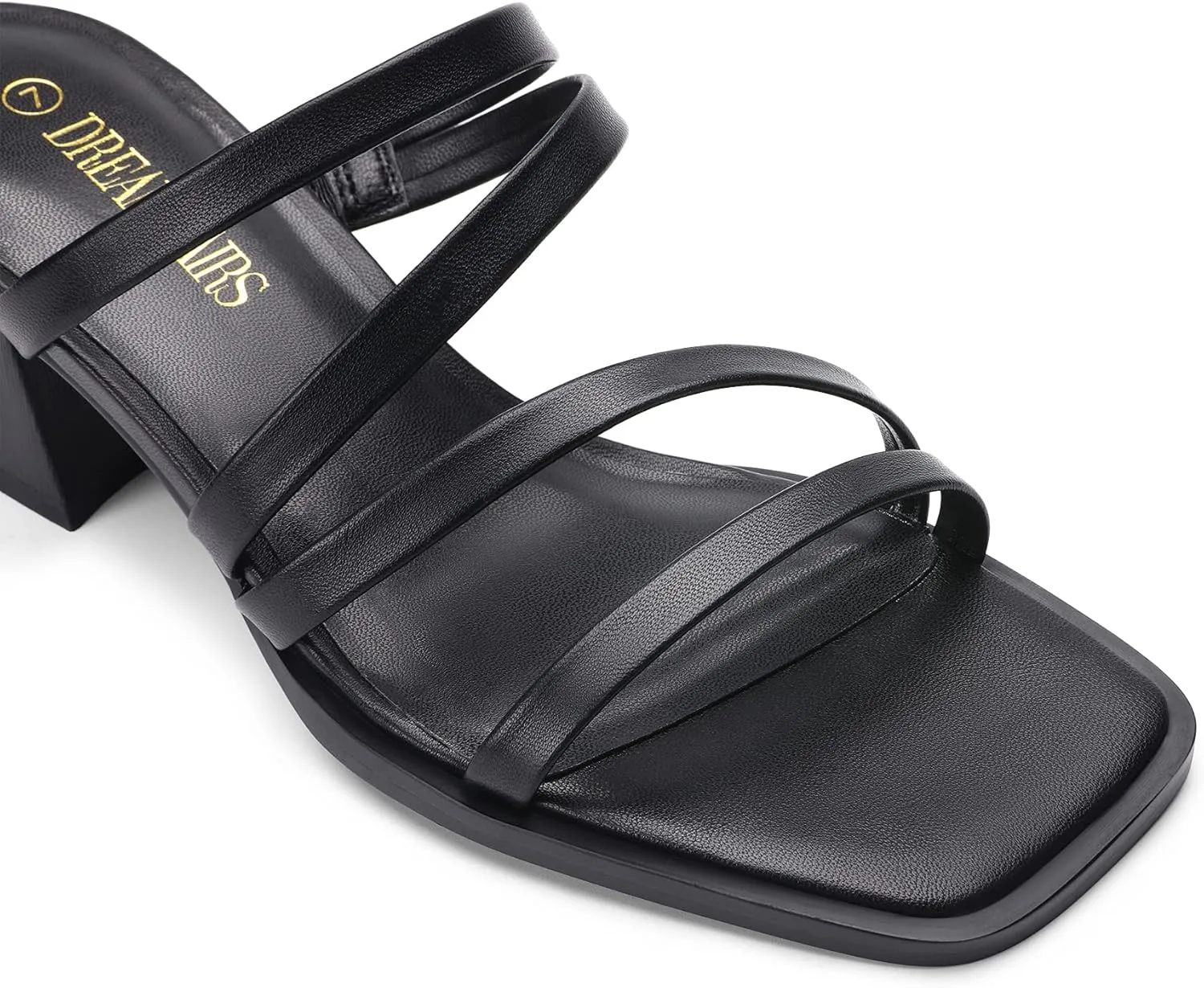 DREAM PAIRS Women's Strappy Heels Block Open Toe Low Heel Chunky Mules Sandals Dress Shoes