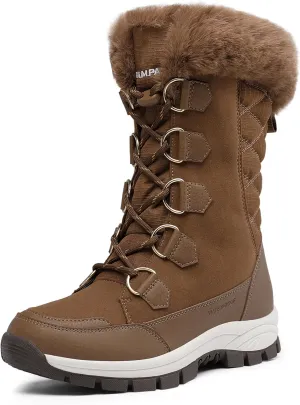DREAM PAIRS Women's Waterproof Winter Snow Boots, Warm Comfortable Faux Fur Insulated Non-Slip Outdoor Lace-Up Florin Mid Calf Booties