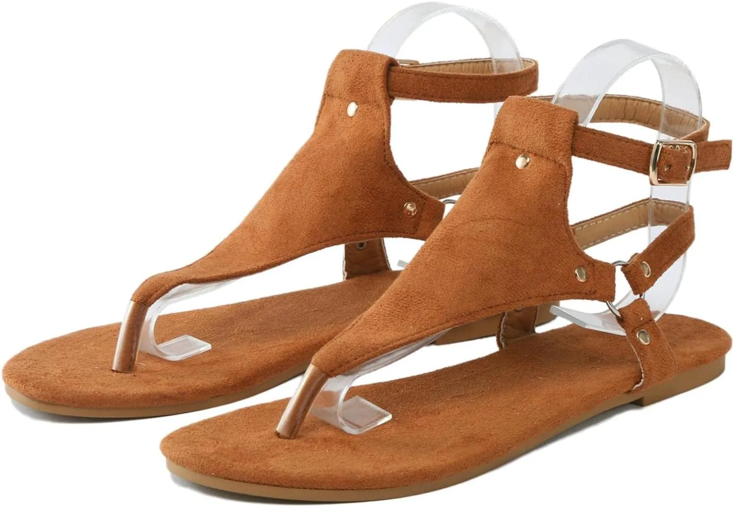 Dressy Thong Sandals for Women Open Toe Shoes Flat Beach Sandals Buckle Ankle Strap Casual Summer Retro Gladiator Sandals