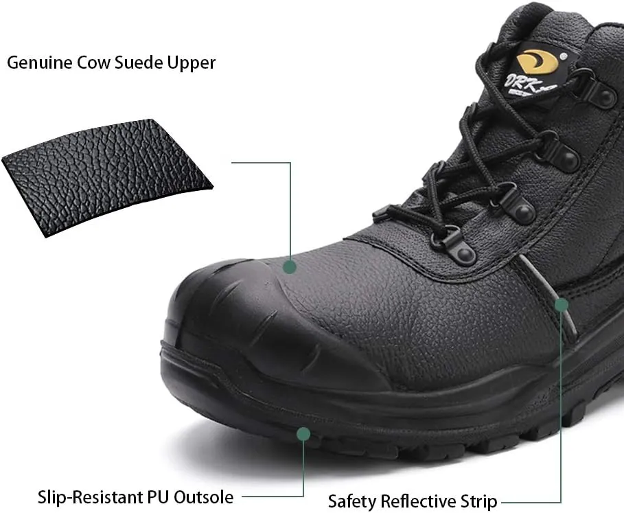 DRKA Water Resistant Steel Toe Work Boots For Men,6'' EH-Rated Safety Boots