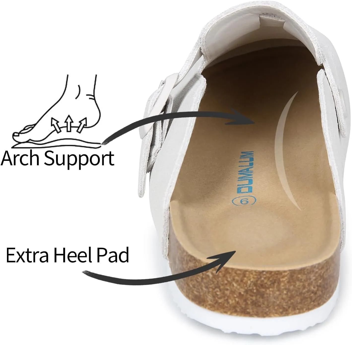 Dumalum Women's Suede Clog Leather Mules Arch Support Potato Shoes with Comfort Cork Footbed - Clogs for Women Men Unisex Antislip Slippers Sandals