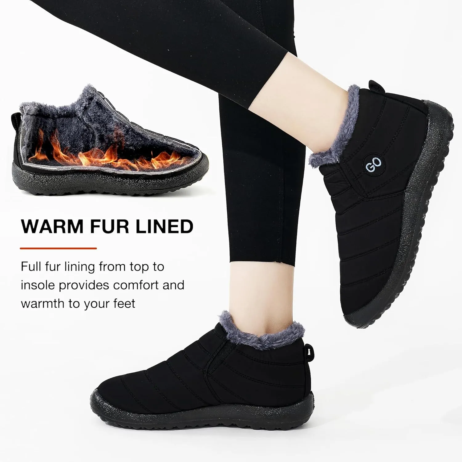 DUOYANGJIASHA Womens Snow Boots Winter Shoes Warm Fur Lined Ankle Booties Waterproof Comfortable Boots for Women