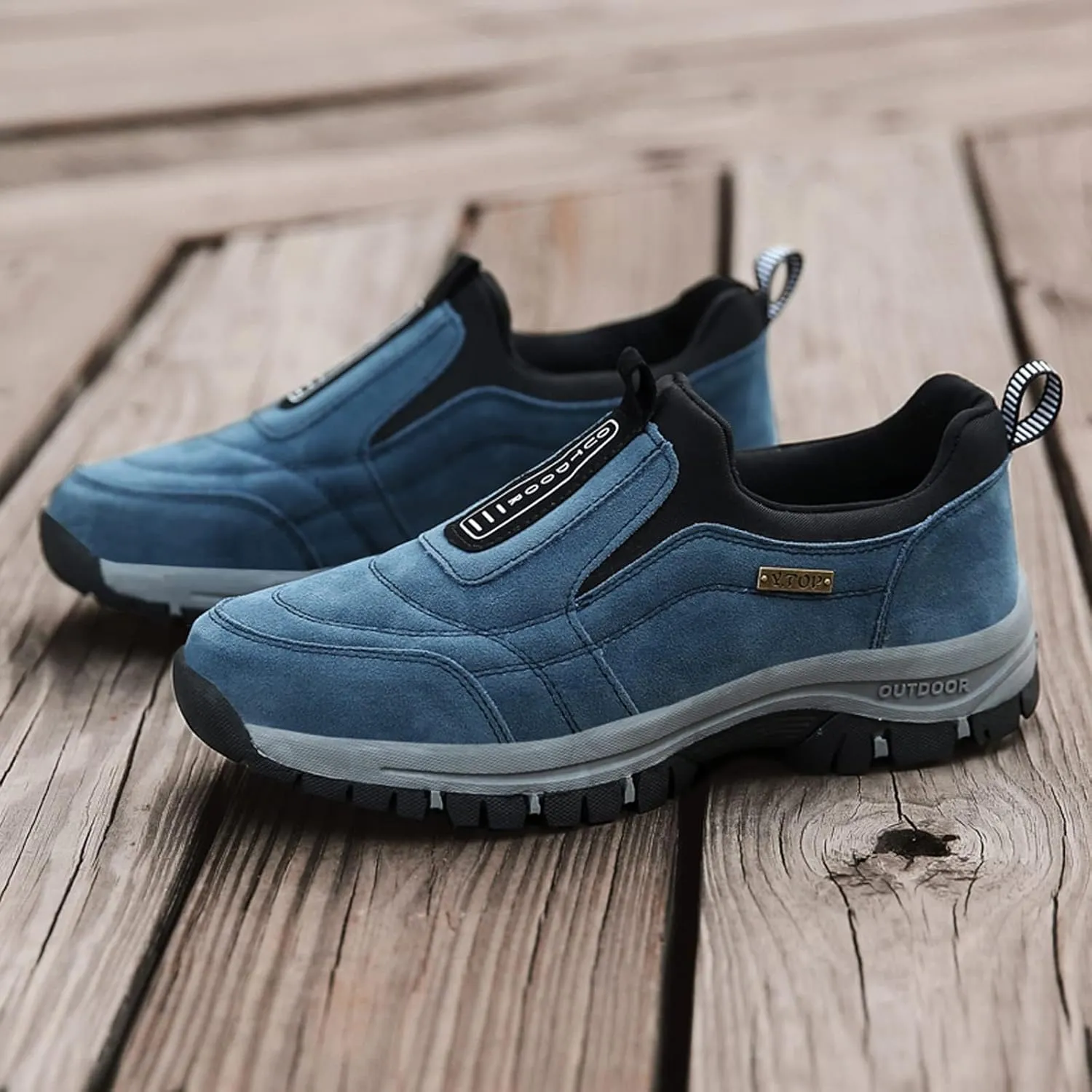 EFTCAL Men's Suede Slip On Waterproof Anti-Slip Lightweight Orthopedic Loafers,Casual Fashion Breathable Low-top Safety Sneakers Comfortable Walking Boat Shoe