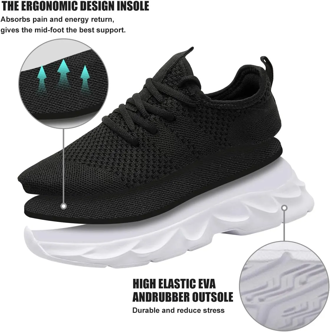EGMPDA Men's Tennis Shoes Walking Lightweight Breathable Fashion Sneakers Non Slip Workout Gym Shoes for Running