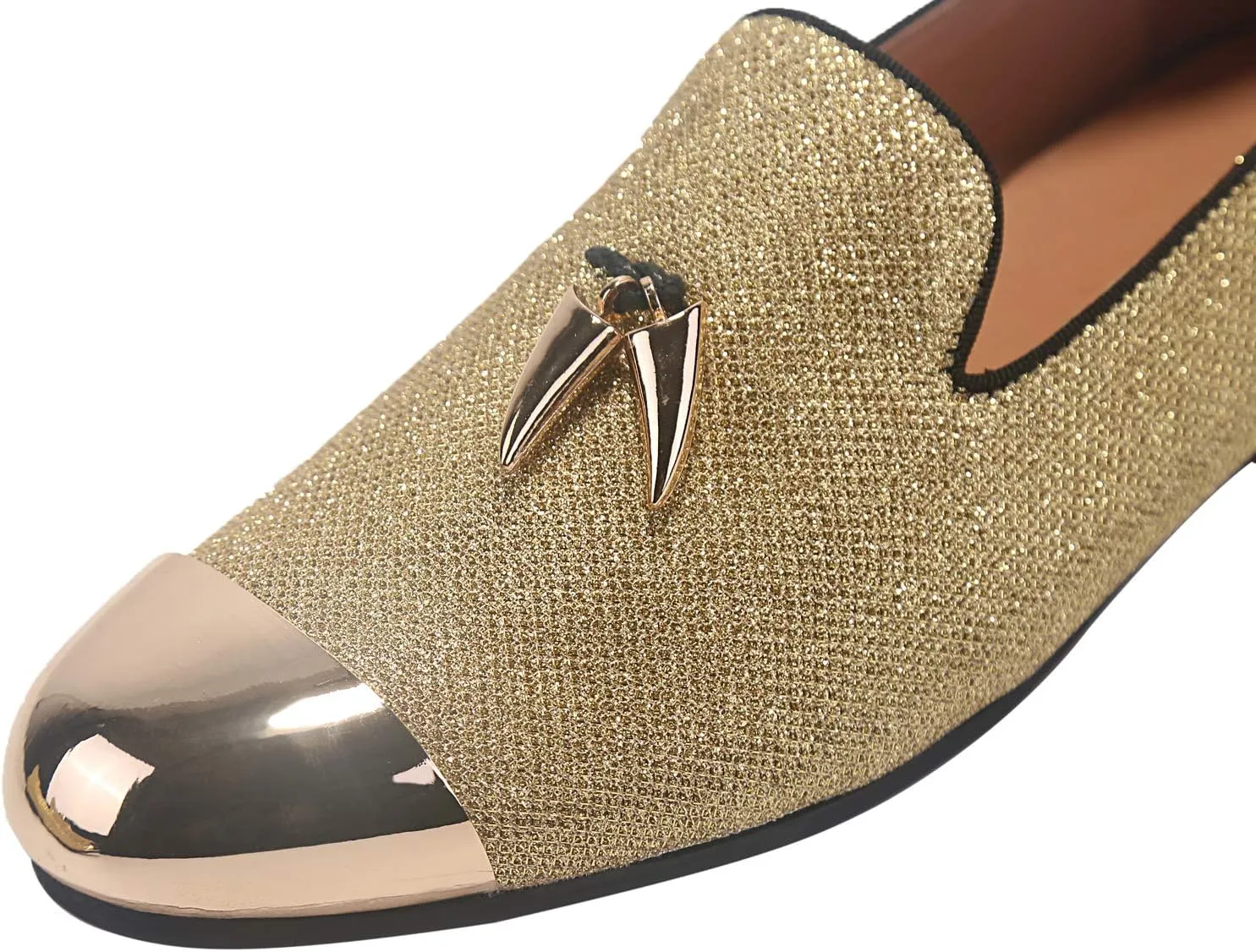 ELANROMAN Men's Loafers Leather Gold Tassel & Cap Toe Buckle Penny Party Wedding Prom Shoes