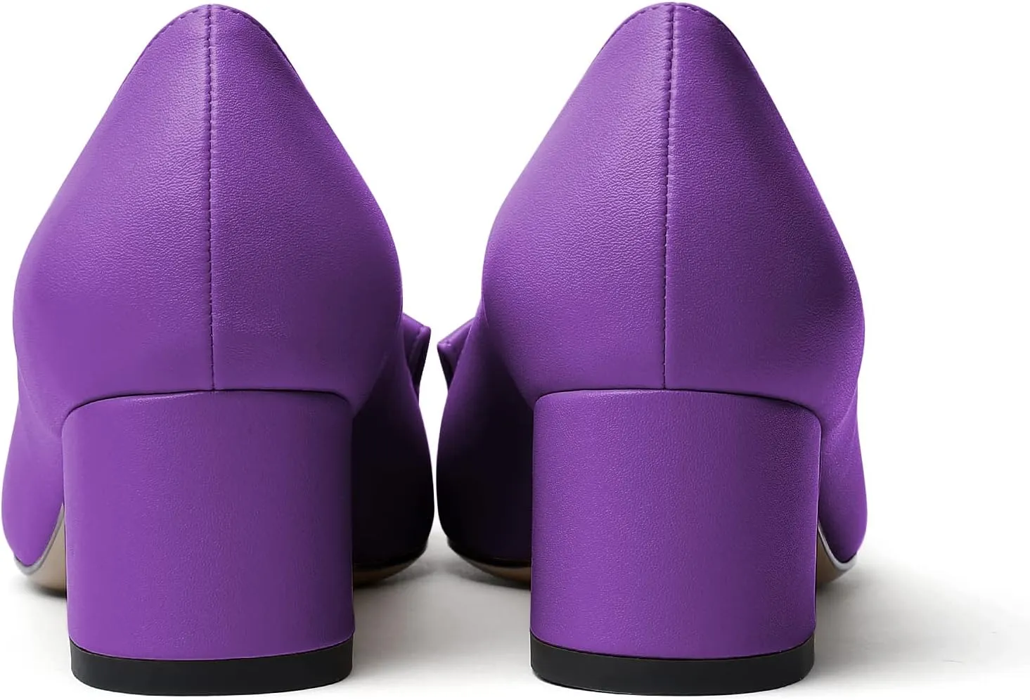 Eldof Block Heels Pumps for Women Pointed Toe Slip on Low Chunky Heeled Bow Heels Classic Low Heel Dress Shoes for Office Wedding Work Evening 2 Inches