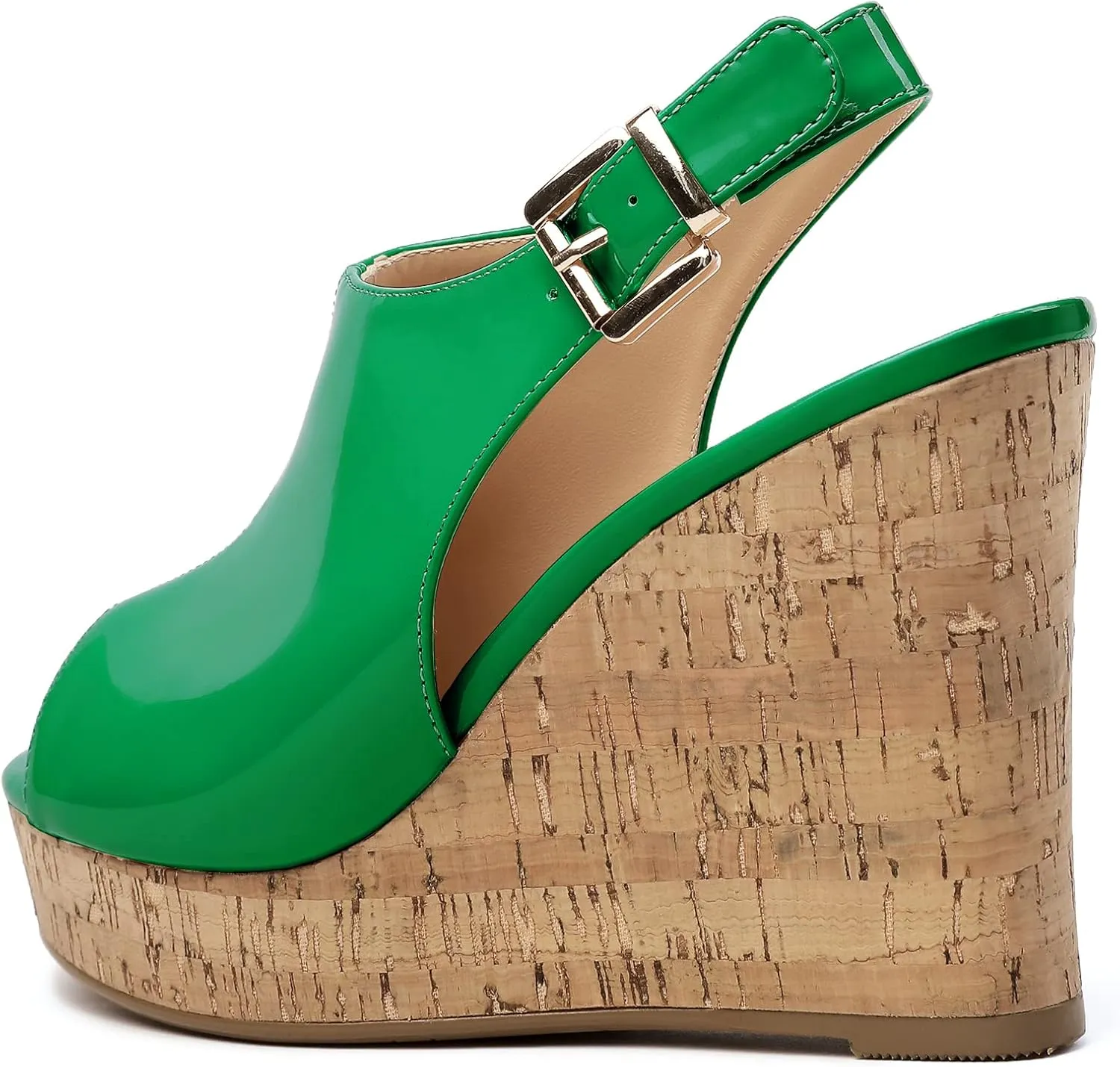 Eldof Platform Wedge Sandals for Women Peep Toe Slingbck High Heel Wedge Sandals Platform Wooden Heels for Dress Summer Party Evening